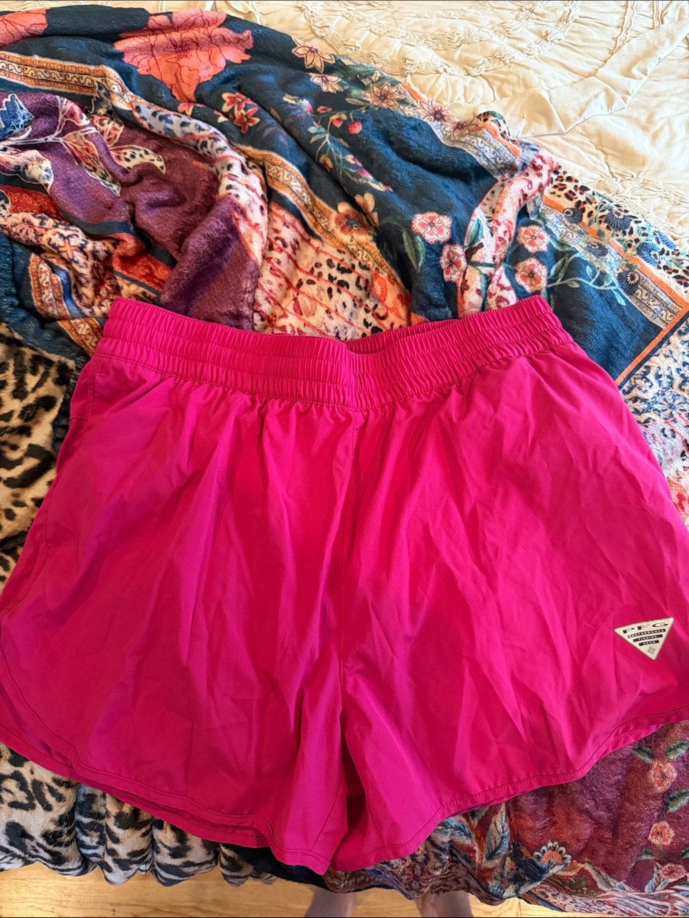 Columbia PFG Bright Pink Women's Lined Athletic Shorts with Pockets